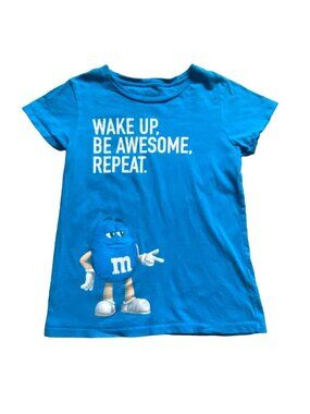 M&M World Blue M&M Youth T-Shirt-Blue-size 9/10-GUC